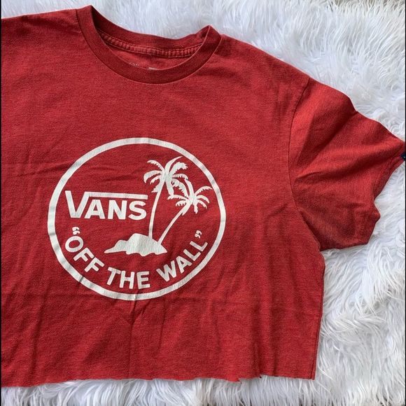 Red vans crop top T-shirt palm tree - Picture 1 of 3